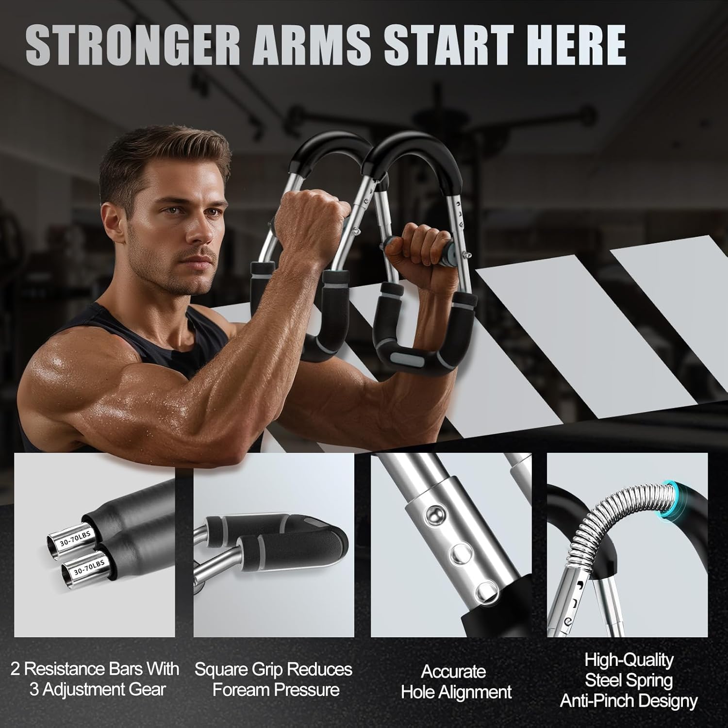 2025 Pro Twister Arm Trainer - Adjustable 40-100Lb Power Twister Bar for Ultimate Chest, Shoulder & Arm Workouts - Portable Upper Body Fitness Machine for Home & Gym