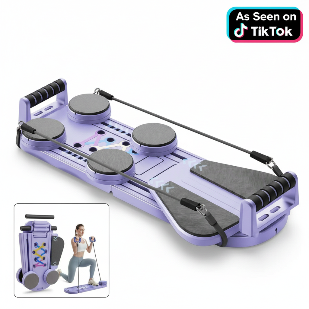 Portable 7-in-1 Foldable Pilates Reformer – Home Workout Machine for Abs, Strength, and Total Body Fitness